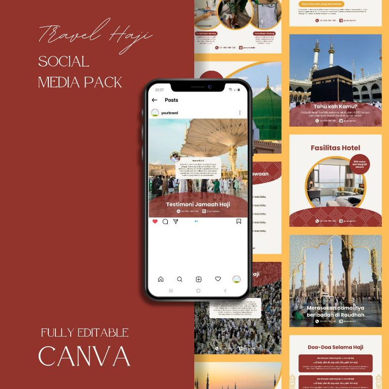 Desain 30 Template Canva Instagram Feed/Post Travel Haji dan Umroh | Premium Design for Haji/Umrah |