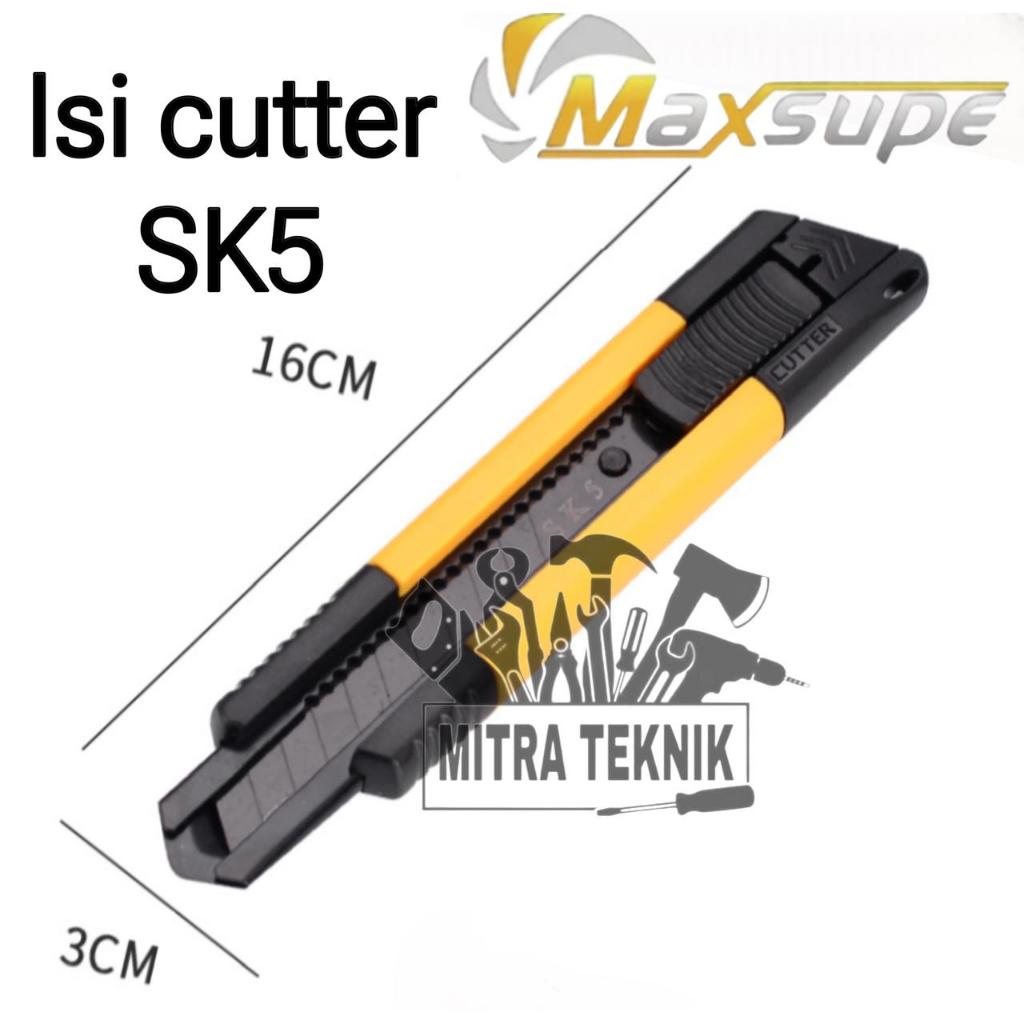 

Maxsupe Pisau Cutter Bagus / Cutter Heavy Duty 18 mm SK5 Tajam Auto-lock / Alat Perkakas M-8744