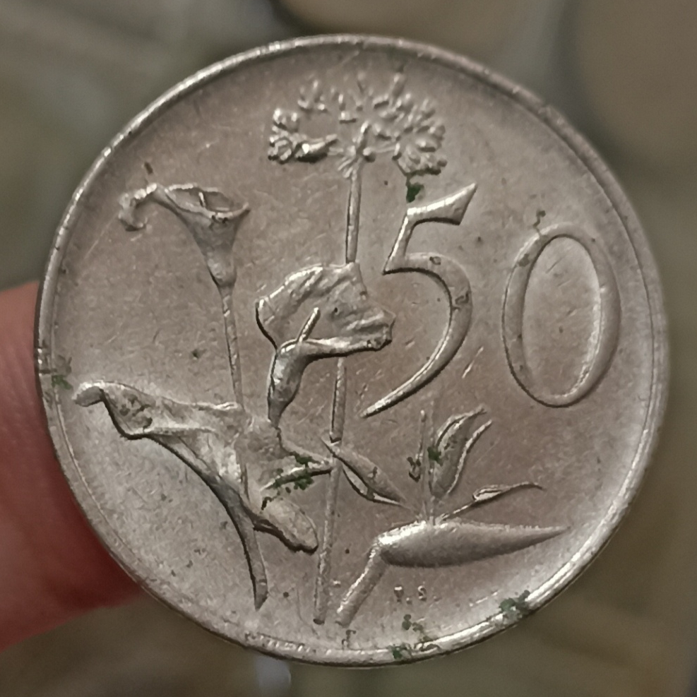Koin Kuno 50 Cents SOUTH AFRICA - SUID-AFRIKA Tahun 1977