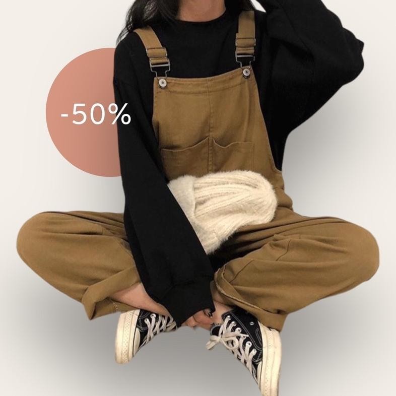 Overall Jumpsuit Wanita - jeans - Korean Style - Playsuit - Import - Katun