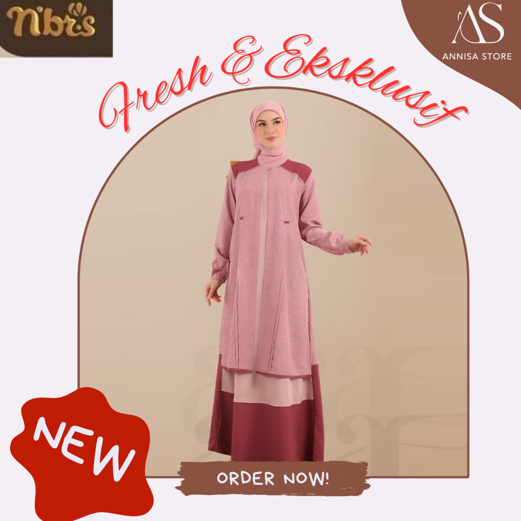 BAJU  GAMIS JUMBO WANITA NIBRAS IMARA RED ROSE / BAJU GAMIS WANITA REMAJA FRESH, YOUNGER & ELEGAN