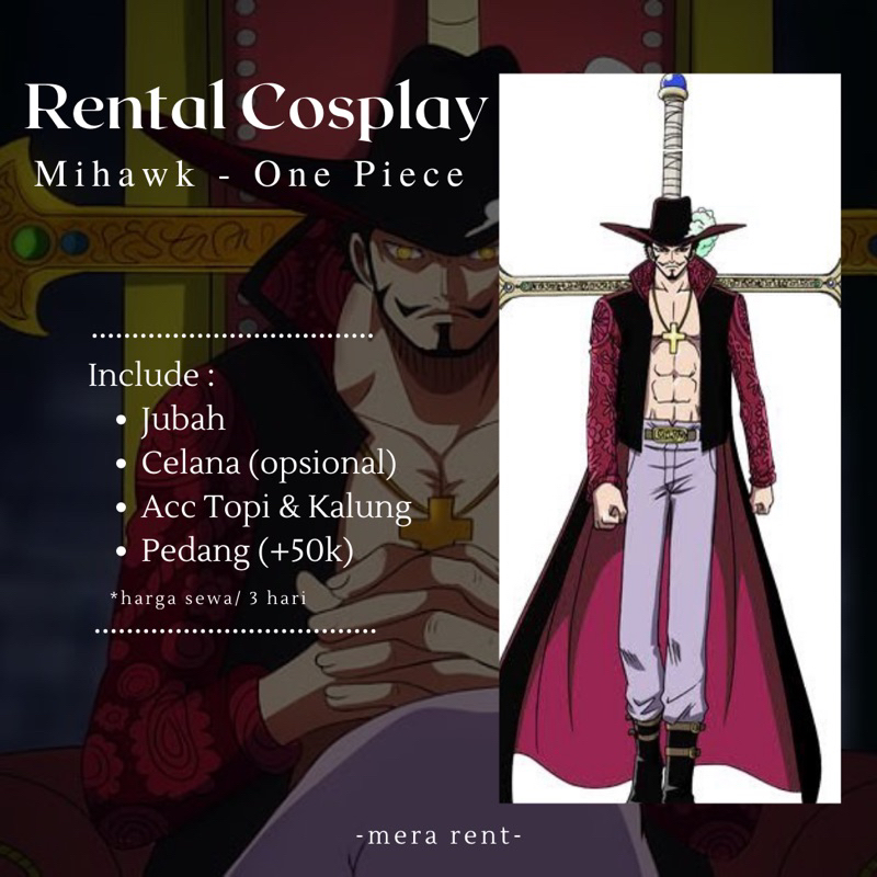 Rental Cosplay Mihawk One Piece
