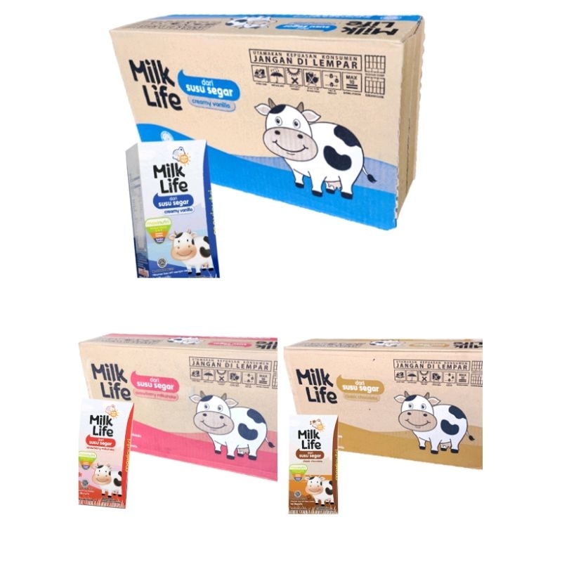

Milk Life Susu UHT Creamy Vanilla, Cokelat, Stroberi 40 x 115 ml