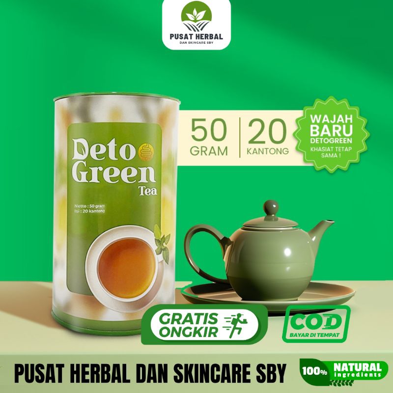 

Detogreen | 50 Gr | Teh Hijau Celup Herbal Awet Sehat | Tea Membantu Melancarkan Pencernaan Perut