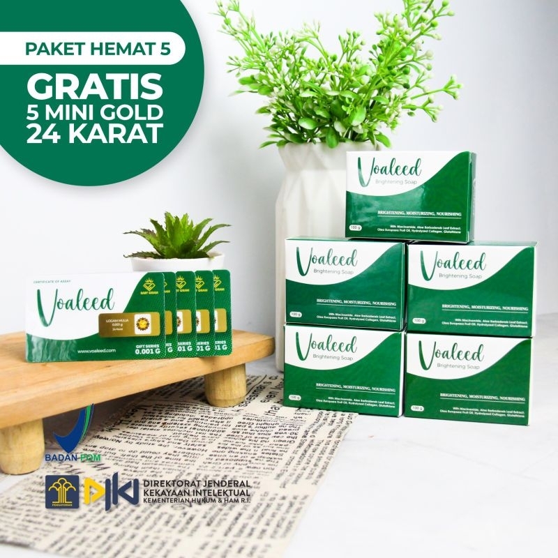 PAKET 5 pcs VOALEED Brightening Soap - Sabun Wajah Murah Gratis Ongkir Sabun Glowing Sabun Glutathio