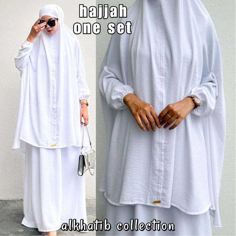 Alkhatib Collection Hajjah Bergo Oneset Baju Ihrom Perempuan Hajji dan umroh Busui