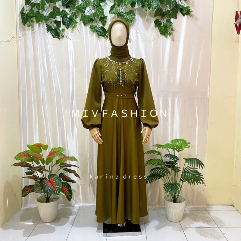 KARINA DRESS GAUN SIMPEL ELEGAN GAMIS MODERN KEKINIAN GAMIS PESTA GAMIS LEBARAN GAUN MURAH BERKUALIT