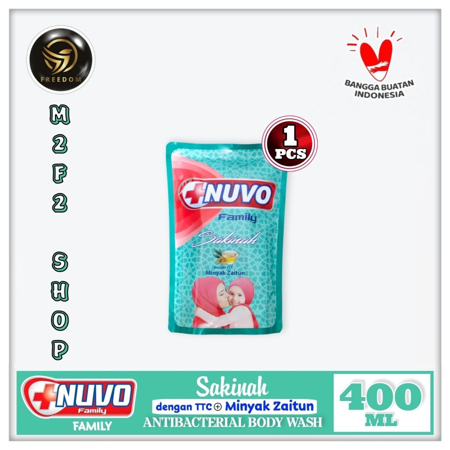 Sabun Mandi Cair NUVO Family Sakinah | Hijau Toska - 400 ml (Kemasan Satuan)