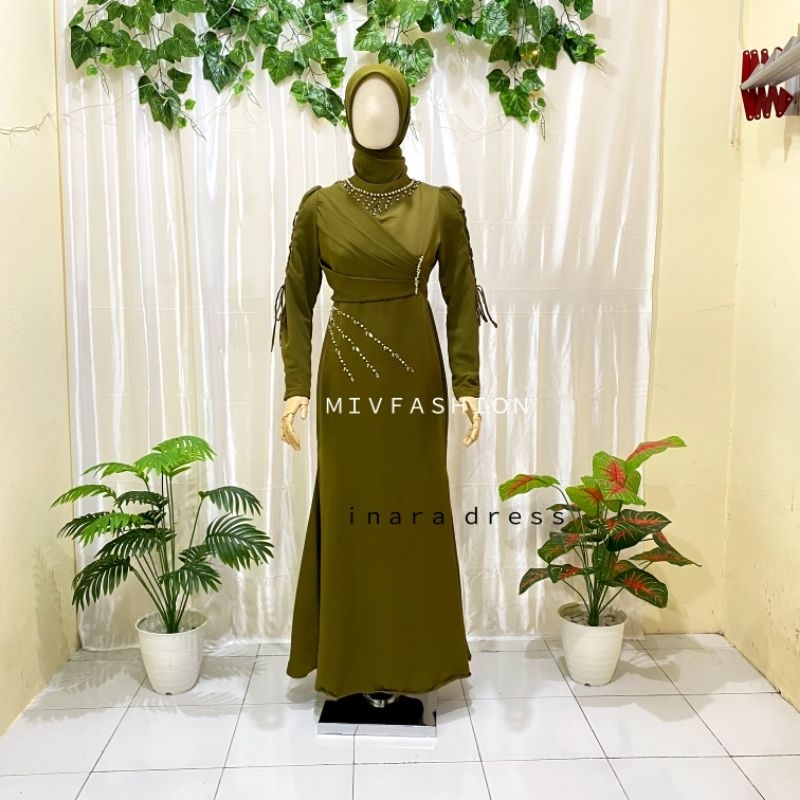 INARA DRESS GAUN MEWAH ELEGAN KEKINIAN GAMIS MODERN GAUN LEBARAN TERBARU GAUN VIRAL gaun kondangan g