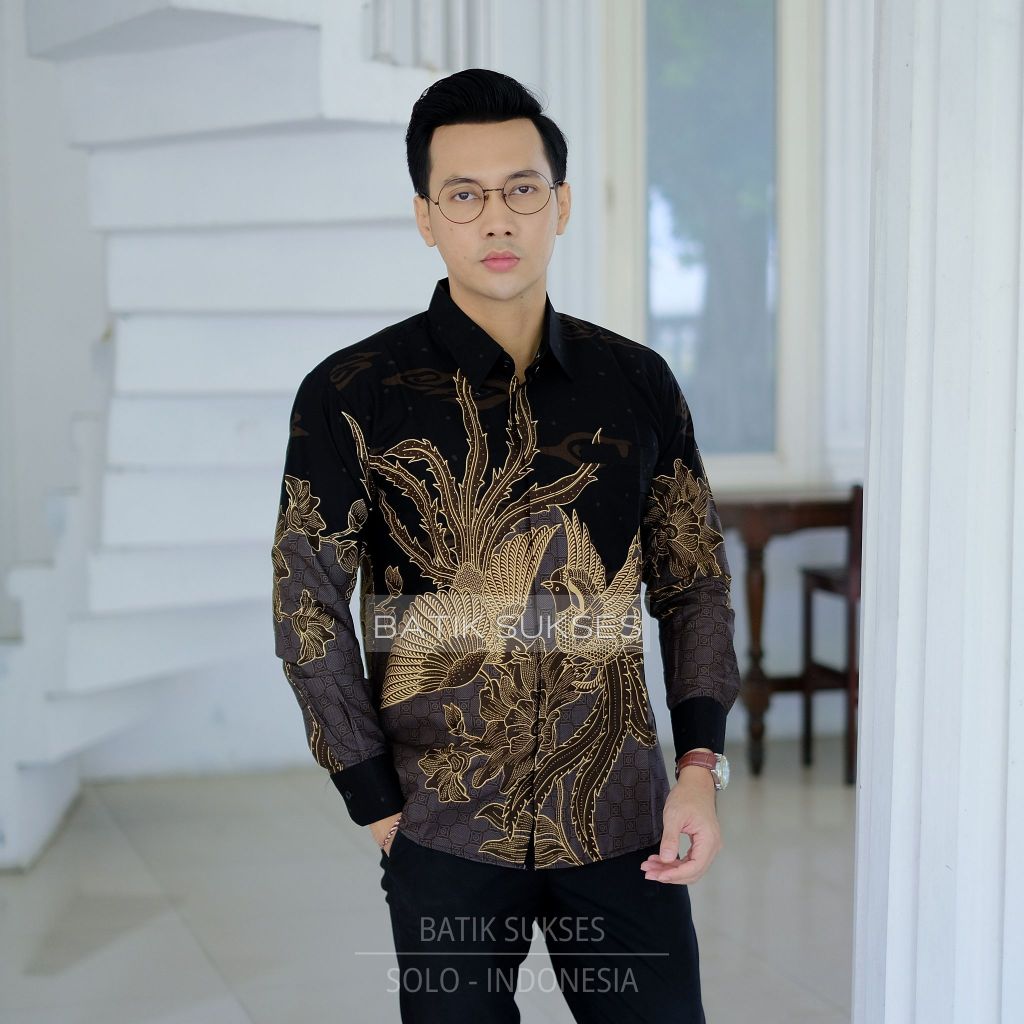MURAI COKLAT Kemeja Batik Pria Slimfit PREMIUM Lengan Panjang Lapis Furing Katun Halus Primisima Ful