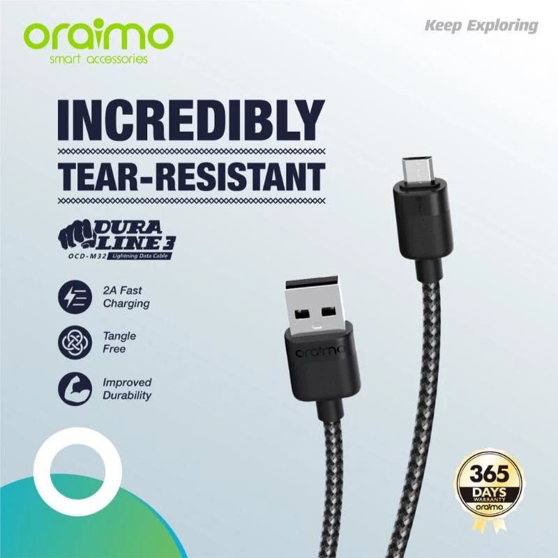 ORAIMO KABEL DATA USB (micro, type C, Lightning) Android Cable 2A Fast & Durable OCD-M32/ OCD-C32/ O