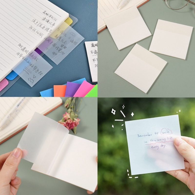 

Sticky Note Transparan Tahan Air Untuk Kantor Sekolah / Transparan Sticky Note 50 Lembar / Sticky Note Untuk Pelajar ukuran SML