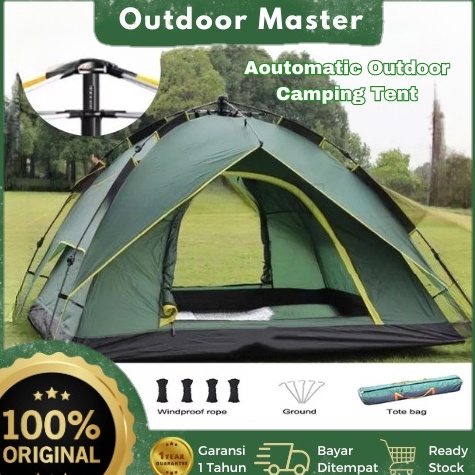 Outdoor Master BERGARASI 1 TAHUN Tenda Camping Kapasitas 34 orang Otomatis tenda tahan air Tenda Lua
