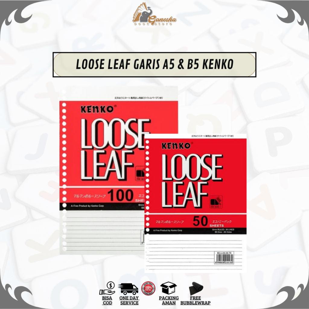 

Loose Leaf Kenko / Kertas Isi Binder Garis Kenko Ukuran A5 dan B5