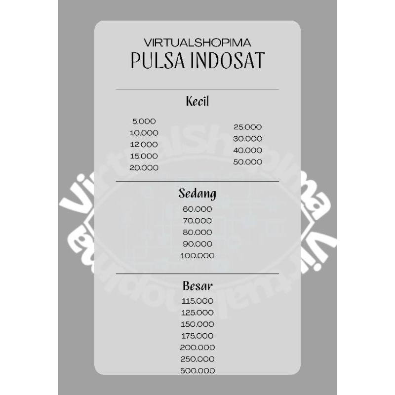 Pulsa Indosat 500k