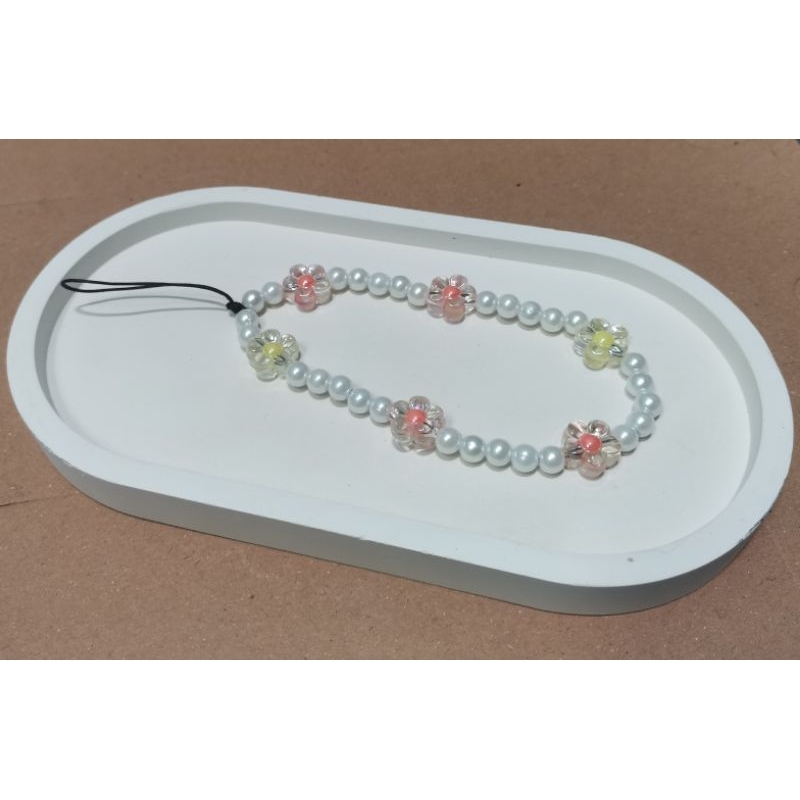 strap phone bunga mutiara/gantungan hp bunga mutiara lucu