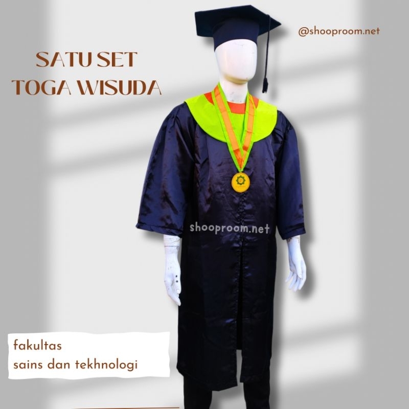 (SATU SET) TOGA WISUDA UINSA - FAKULTAS SAINS DAN TEKNOLOGI - KAIN SATIN (kalung bulat)
