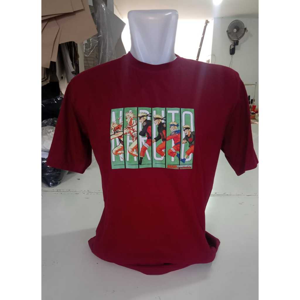 Kaos Oblong Dewasa Warna Burgudy Gambar DTF Run Naruto