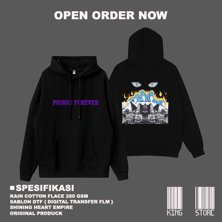 POISON FOREVER BABY BURN HOODIE BLACK 280GSM