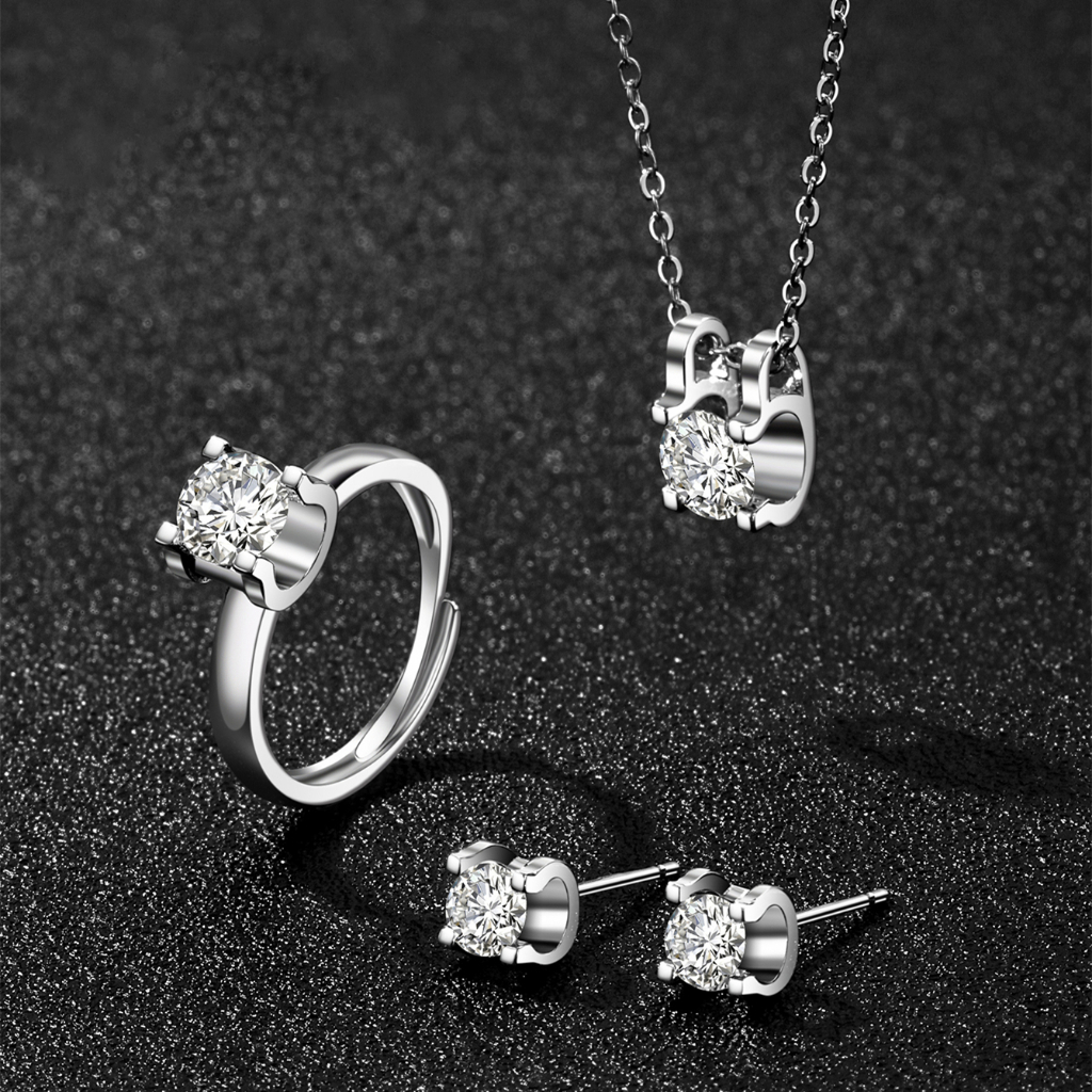 Hyl Jewelry 131SM  Set Perhiasan Titanium Wanita Lapis Emas Silver Anti Karat Asli Dewasa Murah Kore