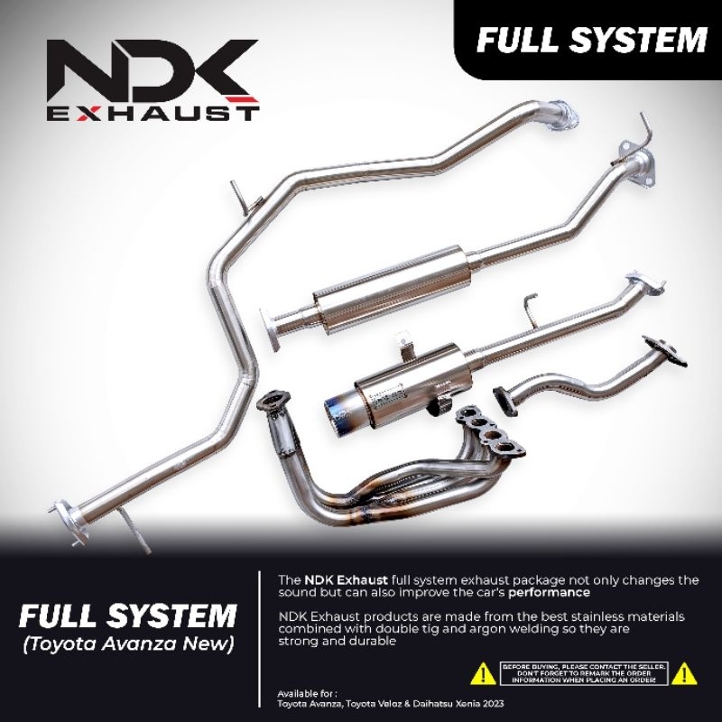 NDK KNALPOT RACING TOYOTA AVANZA FWD FULLSYSTEM NDK KNALPOT SEMUA MOBIL AVANZA VELOZ XENIA FWD