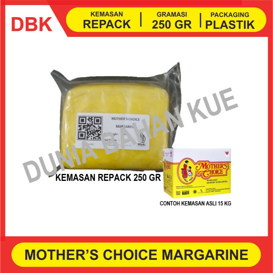 

MOTHER'S CHOICE MARGARINE 250 GR / MOTHERS CHOICE /BAKERY MARGARIN KUE