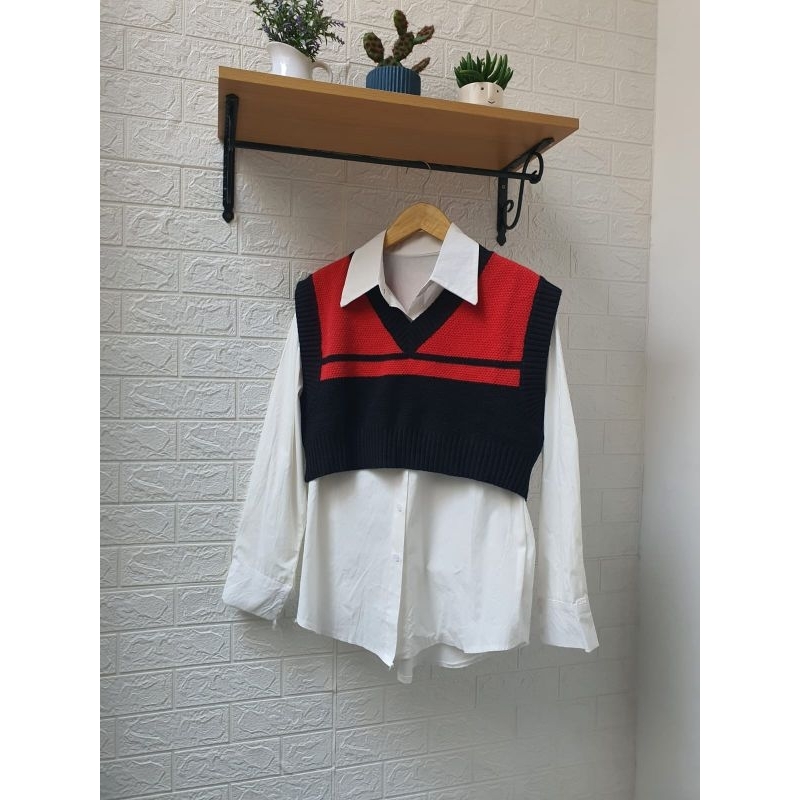 SALE - MR Kemeja Set Vest Wanita Import High Quality