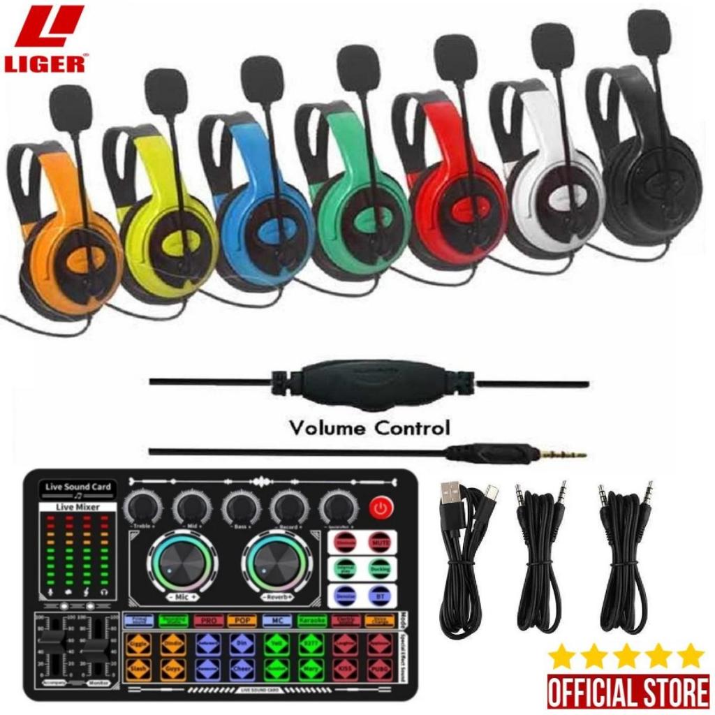 KMP - Soundcard F999 Full Set + Headset X10 Mic Headphone Microphone Audio Jack dan Sound Card