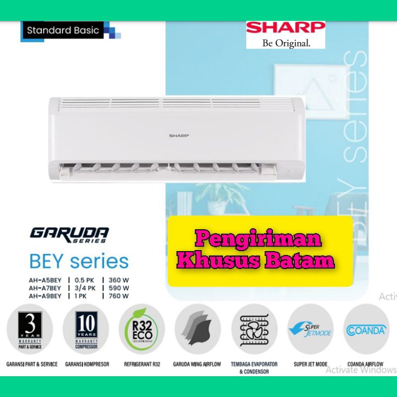 AC SHARP 1PK AH-A9BEY,AC SHARP ¾PK AH-A7BEY,AC SHARP ½PK AH-A5BEY GARANSI RESMI (KHUSUS BATAM)