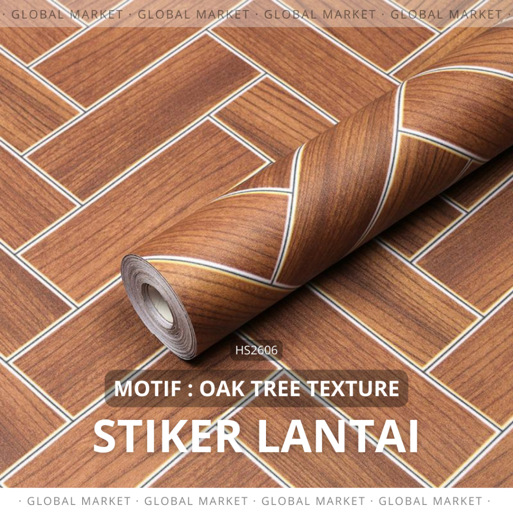 STIKER LANTAI MOTIF KAYU BATA OAK - Kamar Mandi Dapur Toilet Mandi Anti Slip PVC Tinggal Tempel