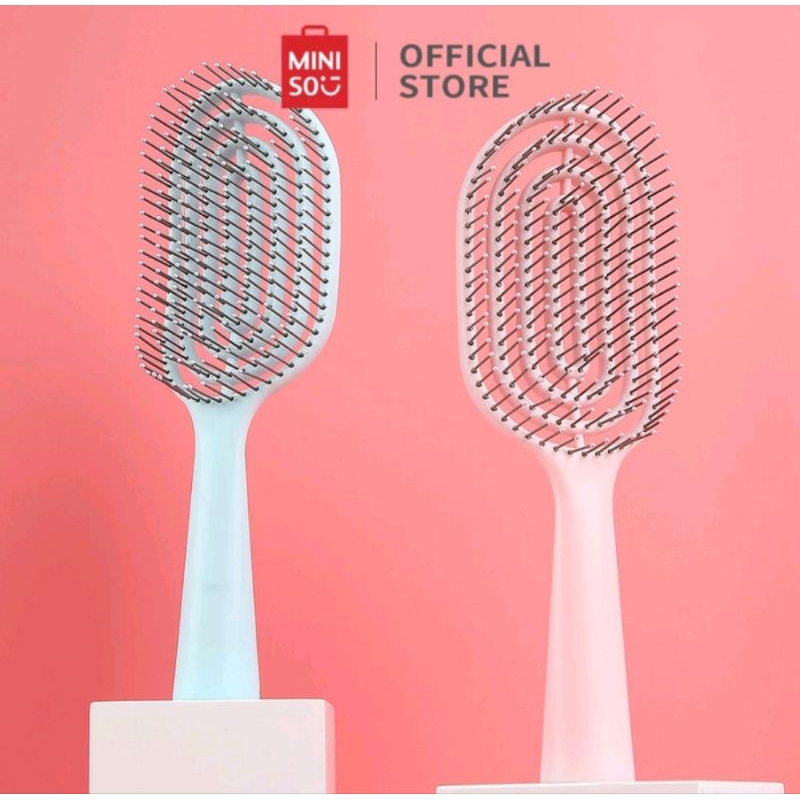 Denpasar COD Bali Miniso Mini Detangling Brush (with Cleaning Tools) Sisir Miniso Long-Handled Detan