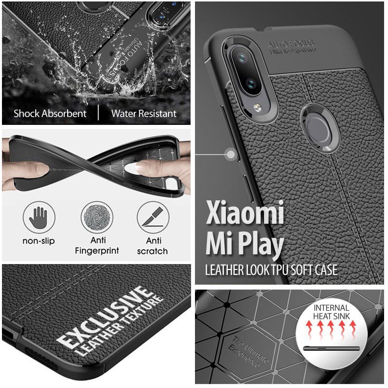 MANTAP Xiaomi Mi Play  Leather Look TPU Soft Case