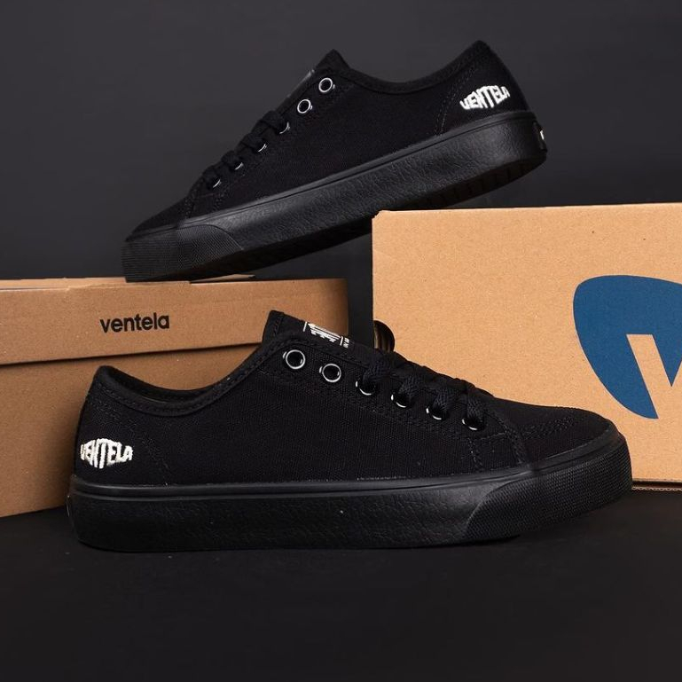 Sepatu Ventela alpha low all black 36 - 44 sneakers casual pria wanita vantela original