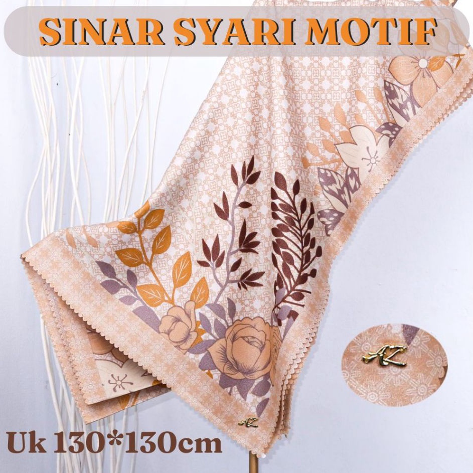 Terlaku Hijab Segi Empat Sinar Motif Azara Syari 13x13  Azzara Syari Motif Bahan Sinar Lyrac
