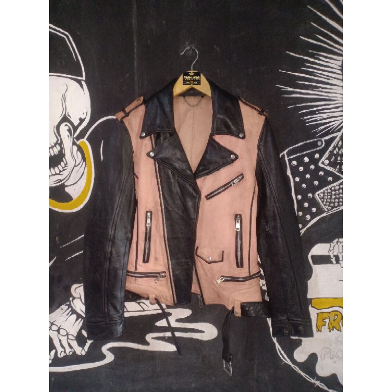jaket kulit ramones // jaket dobel kerah dk // rider // punk