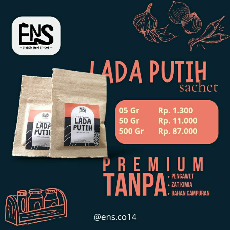 

ens.co14 | @500Gr PREMIUM MERICA BUBUK/LADA PUTIH BUBUK - Sachet
