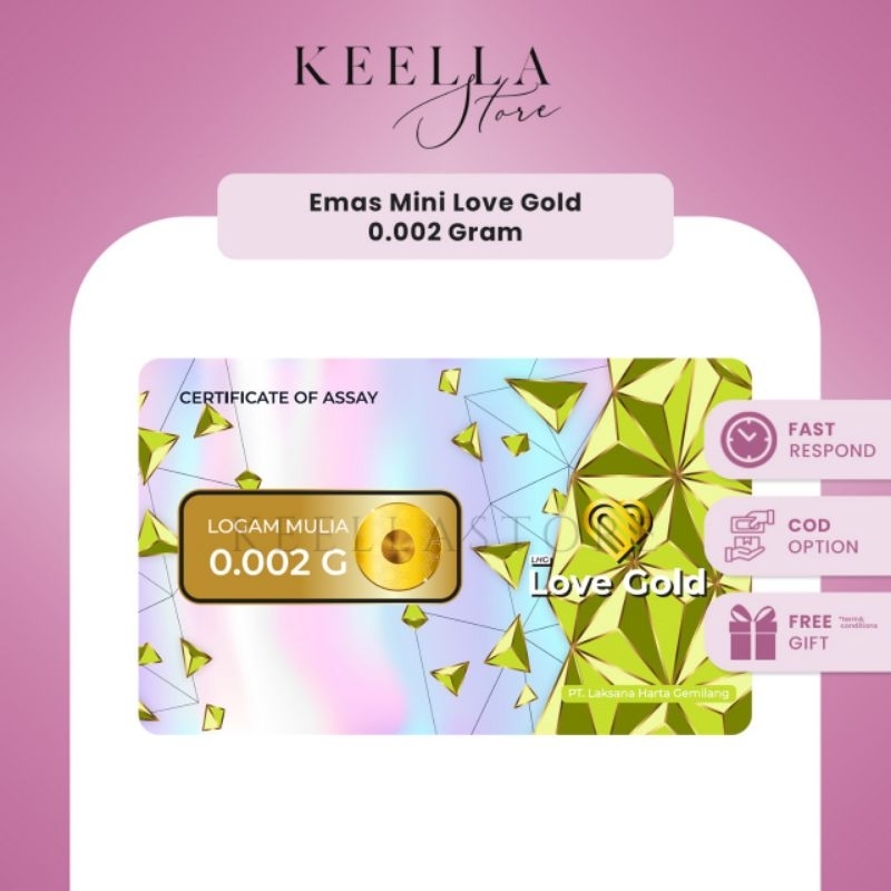 Lovegold love gold 0.002gr emas mini logam mulia gramasi 0.002 0.005 0.01 24karat