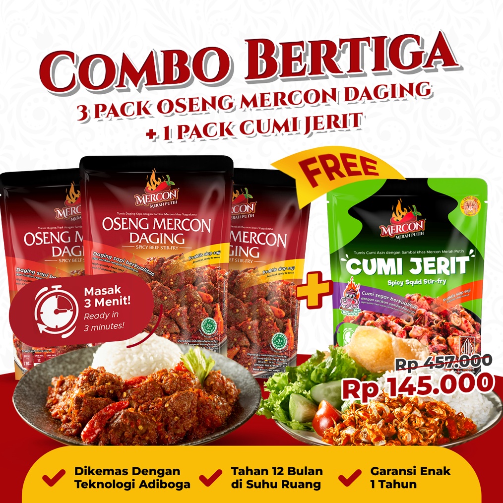 

Termurah BONUS CUMI JERIT Mercon Merah Putih 3x Oseng Mercon Daging
