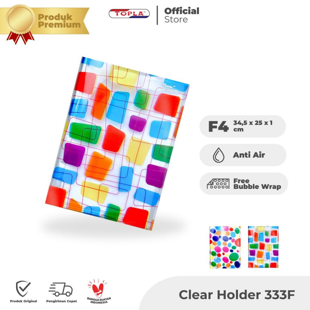 

TOPLA Clear Holder 333F Map Dokumen Berkas Kertas Plastik Ukuran F4 Folio 20/40F Kotak/Bulat