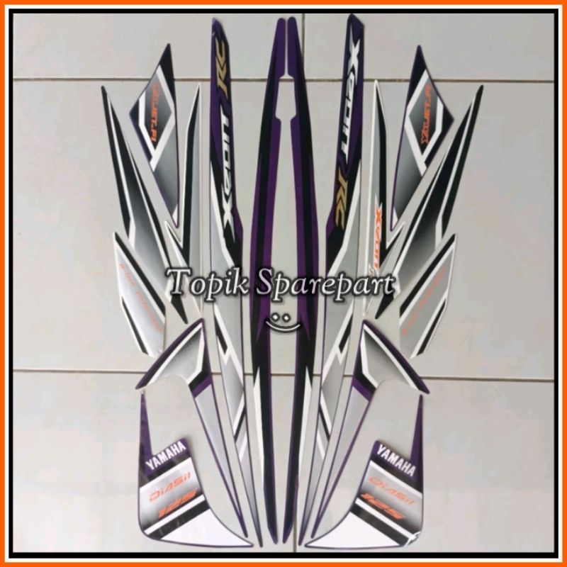 stiker striping Yamaha Xeon rc 125 2013 ungu Lis body standar original