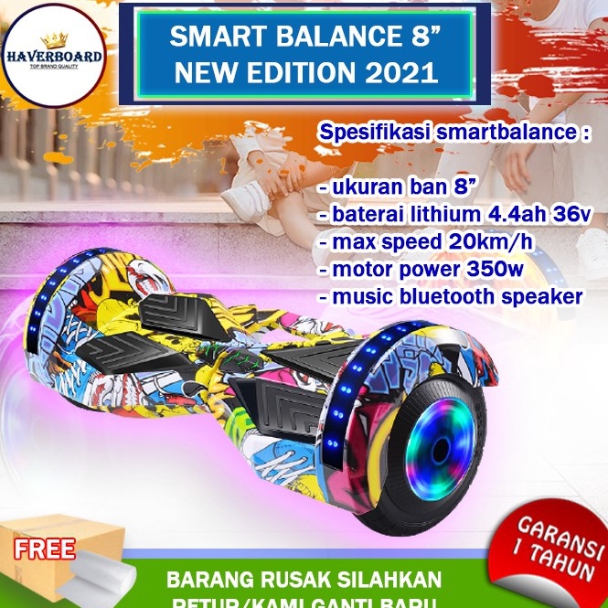 Terbaru HOVERBOT hoperbot haper bot 8 inch 35W 2Kmhr led haverboard anak listrik murah smart balance