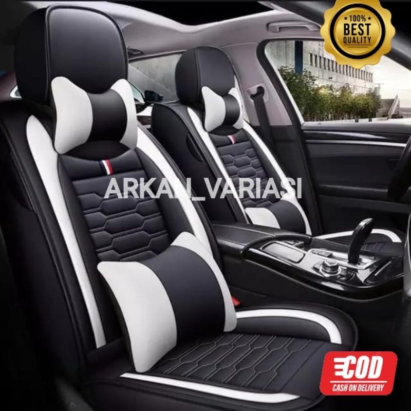 Sarung jok brio rs 2016 - 2023 cover jok mobil brio fullset 2 baris bahan kulit sintetis onyx ferari