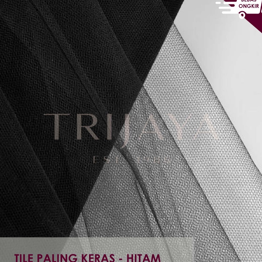 Ready Stok Kain Tile Keras  Kaku  Kasar Tulle Hard Mesh Polos  Hitam Per Meter  Trijaya