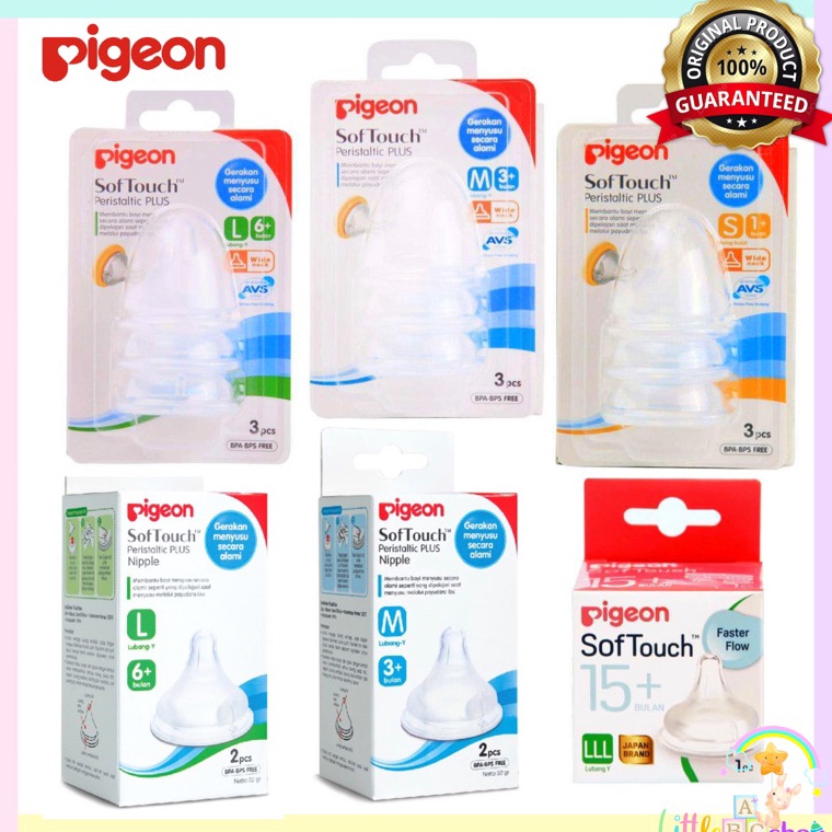 Penjualan Terbanyak Original Pigeon Nipple Wide Neck Peristaltic Plus Nipple  pigeon Dot peristaltic