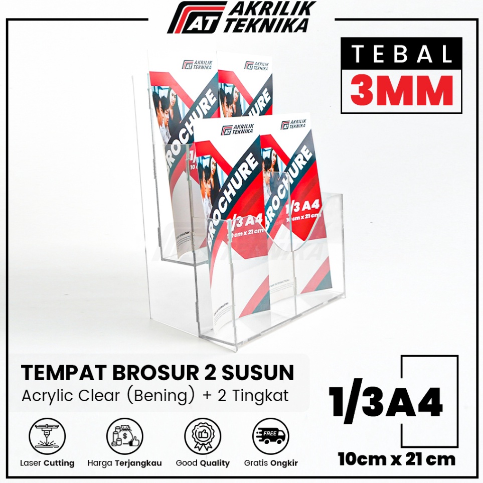 

Tempat Flyer Dinding Akrilik 13 A4 2 n 2 Baris