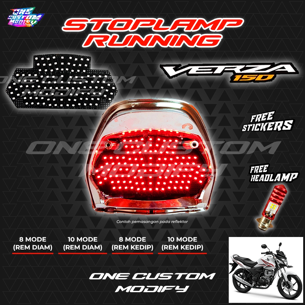 STOPLAMP RUNNING CB150 VERZA LAMPU REM LED BELAKANG 8 & 10 MODE VARIASI MOTOR ONE CUSTOM MODIFY