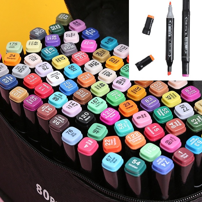 

48pcs Brush Pen Double Head Pensil Warna Cair Highlighter Stabilo Mewarnai Menggambar GNST14