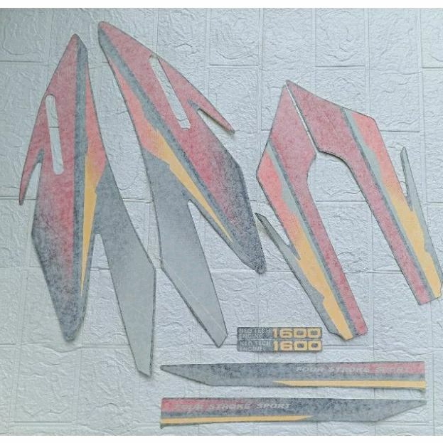 Striping lis body Honda GL pro neotech 1997 hawk145 merah kuning laminasi original NOS