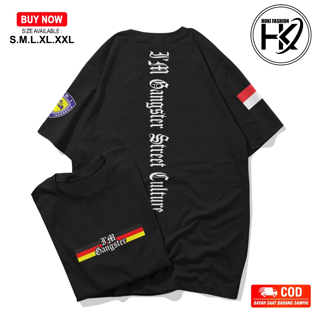 KAOS PRIA IM GANGSTER STREET FLAG BLACK GBR KAOS GBR BAJU GBR KAOS IM GANGSTER
