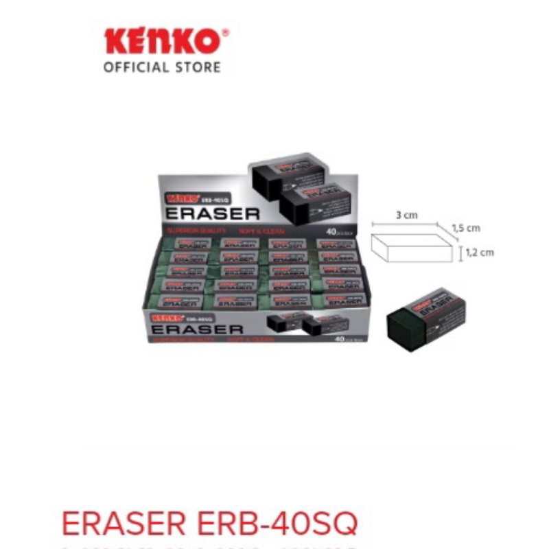 

ERASER KENKO ERB-40SQ isi. 40pcs / penghapus kenko warnah hitam isi 40pcs/box